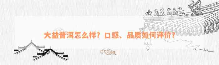 大益普洱怎么样？口感、品质如何评价？