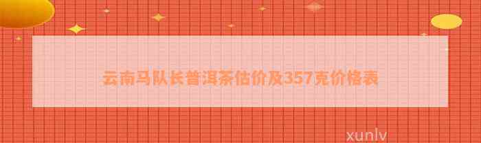 云南马队长普洱茶估价及357克价格表