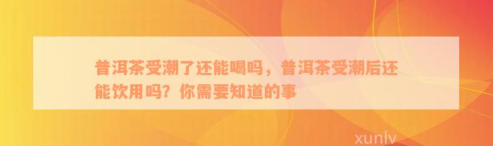 普洱茶受潮了还能喝吗，普洱茶受潮后还能饮用吗？你需要知道的事