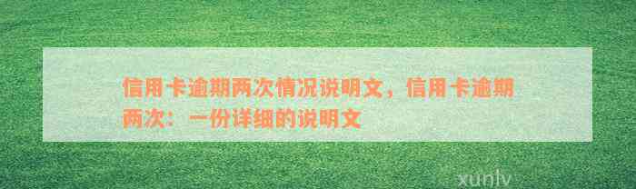 信用卡逾期两次情况说明文，信用卡逾期两次：一份详细的说明文