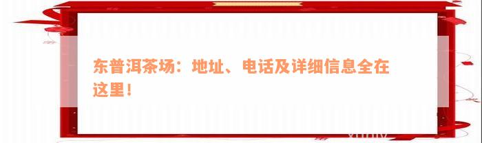 东普洱茶场：地址、电话及详细信息全在这里！