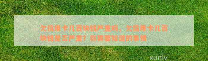 欠信用卡几百块钱严重吗，欠信用卡几百块钱是否严重？你需要知道的事情