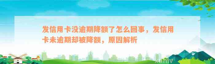 发信用卡没逾期降额了怎么回事，发信用卡未逾期却被降额，原因解析