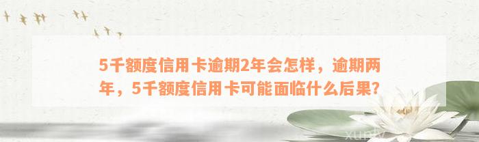 5千额度信用卡逾期2年会怎样，逾期两年，5千额度信用卡可能面临什么后果？