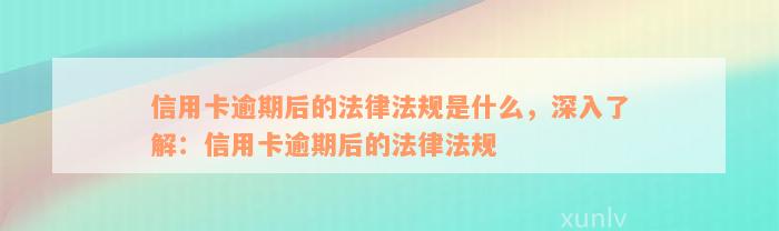 信用卡逾期后的法律法规是什么，深入了解：信用卡逾期后的法律法规