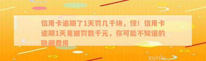 信用卡逾期了1天罚几千块，惊！信用卡逾期1天竟被罚数千元，你可能不知道的隐藏费用