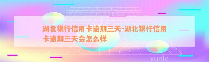 湖北银行信用卡逾期三天-湖北银行信用卡逾期三天会怎么样