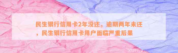 民生银行信用卡2年没还，逾期两年未还，民生银行信用卡用户面临严重后果