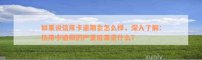 如果说信用卡逾期会怎么样，深入了解：信用卡逾期的严重后果是什么？