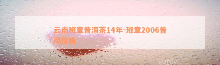 云南班章普洱茶14年-班章2006普洱价格