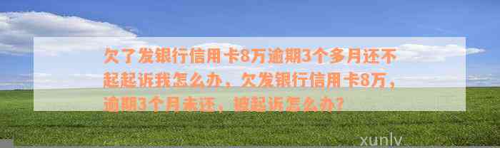 欠了发银行信用卡8万逾期3个多月还不起起诉我怎么办，欠发银行信用卡8万，逾期3个月未还，被起诉怎么办？