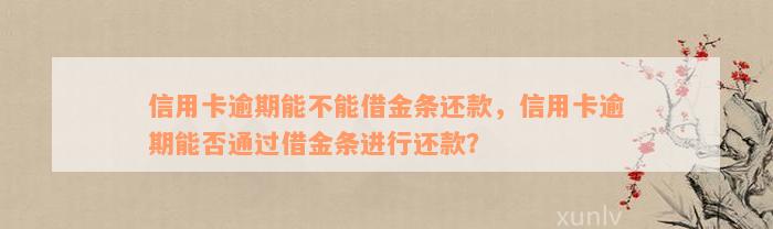 信用卡逾期能不能借金条还款，信用卡逾期能否通过借金条进行还款？