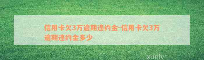 信用卡欠3万逾期违约金-信用卡欠3万逾期违约金多少