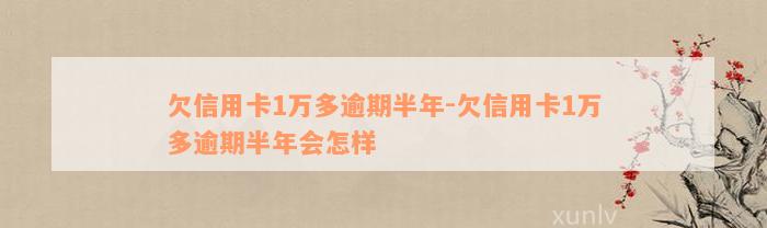 欠信用卡1万多逾期半年-欠信用卡1万多逾期半年会怎样