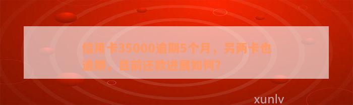 信用卡35000逾期5个月，另两卡也逾期，目前还款进展如何？