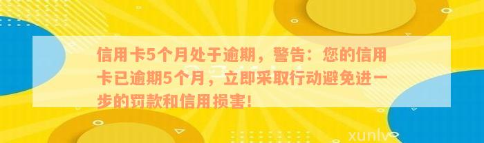 信用卡5个月处于逾期，警告：您的信用卡已逾期5个月，立即采取行动避免进一步的罚款和信用损害！