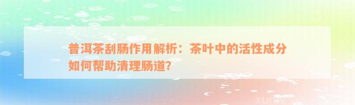 普洱茶刮肠作用解析：茶叶中的活性成分如何帮助清理肠道？