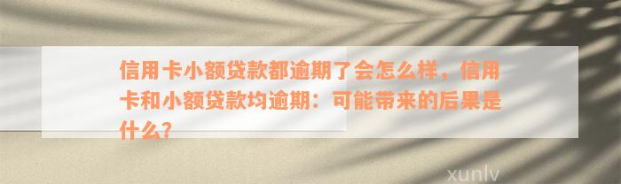 信用卡小额贷款都逾期了会怎么样，信用卡和小额贷款均逾期：可能带来的后果是什么？