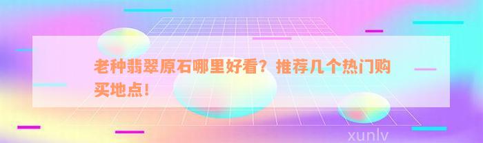 老种翡翠原石哪里好看？推荐几个热门购买地点！