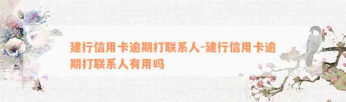 建行信用卡逾期打联系人-建行信用卡逾期打联系人有用吗