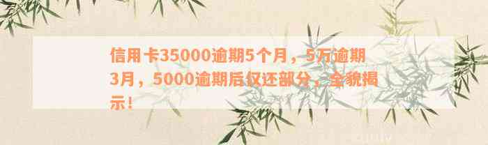 信用卡35000逾期5个月，5万逾期3月，5000逾期后仅还部分，全貌揭示！