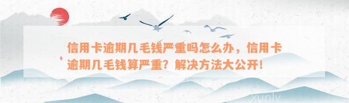 信用卡逾期几毛钱严重吗怎么办，信用卡逾期几毛钱算严重？解决方法大公开！