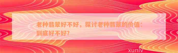 老种翡翠好不好，探讨老种翡翠的价值：到底好不好？