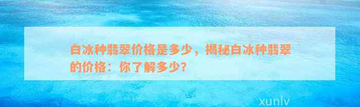 白冰种翡翠价格是多少，揭秘白冰种翡翠的价格：你了解多少？