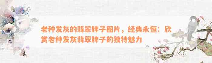 老种发灰的翡翠牌子图片，经典永恒：欣赏老种发灰翡翠牌子的独特魅力