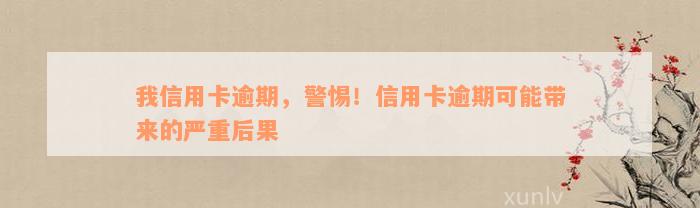 我信用卡逾期，警惕！信用卡逾期可能带来的严重后果