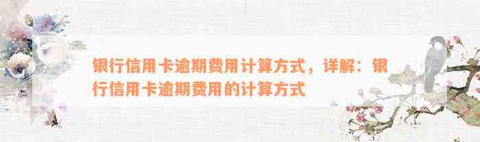 银行信用卡逾期费用计算方式，详解：银行信用卡逾期费用的计算方式