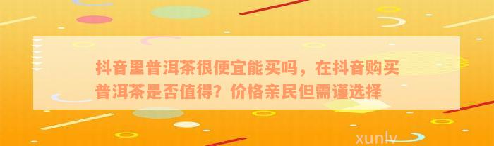 抖音里普洱茶很便宜能买吗，在抖音购买普洱茶是否值得？价格亲民但需谨选择