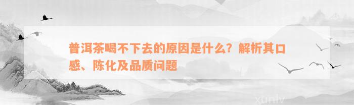 普洱茶喝不下去的原因是什么？解析其口感、陈化及品质问题