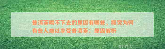 普洱茶喝不下去的原因有哪些，探究为何有些人难以享受普洱茶：原因解析