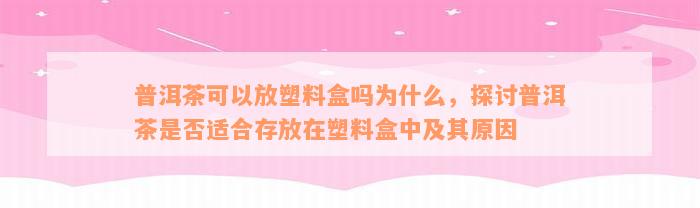 普洱茶可以放塑料盒吗为什么，探讨普洱茶是否适合存放在塑料盒中及其原因