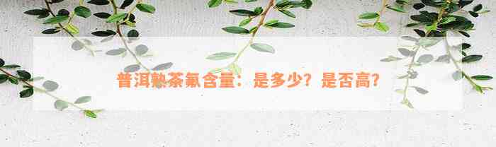 普洱熟茶氟含量：是多少？是否高？