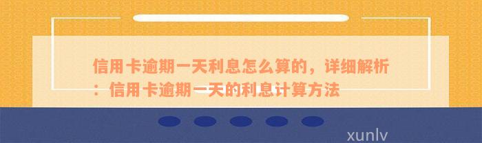 信用卡逾期一天利息怎么算的，详细解析：信用卡逾期一天的利息计算方法