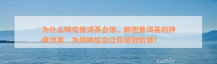 为什么喝完普洱茶会饿，解密普洱茶的神奇效果：为何喝后会让你感到饥饿？