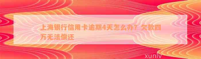 上海银行信用卡逾期4天怎么办？欠款四万无法偿还